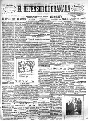 'El Defensor de Granada  : diario político independiente' - Año L Número 25771 Ed. Mañana - 1928 Julio 08