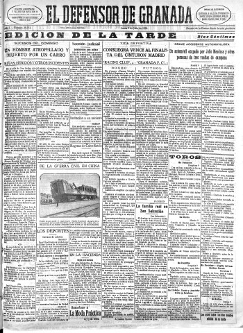 'El Defensor de Granada  : diario político independiente' - Año L Número 25772 Ed. Tarde - 1928 Julio 09