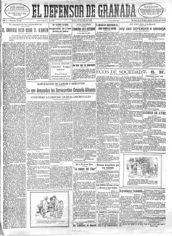 'El Defensor de Granada  : diario político independiente' - Año L Número 25785 Ed. Mañana - 1928 Julio 17
