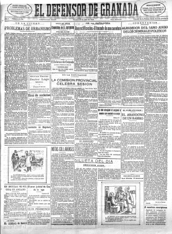 'El Defensor de Granada  : diario político independiente' - Año L Número 25791 Ed. Mañana - 1928 Julio 20