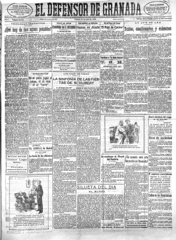 'El Defensor de Granada  : diario político independiente' - Año L Número 25793 Ed. Mañana - 1928 Julio 21