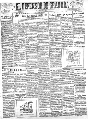'El Defensor de Granada  : diario político independiente' - Año L Número 25801 Ed. Mañana - 1928 Julio 26