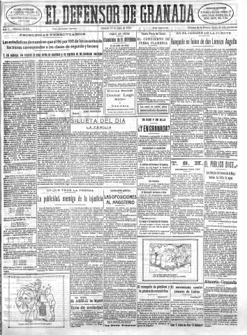 'El Defensor de Granada  : diario político independiente' - Año L Número 25805 Ed. Mañana - 1928 Julio 28