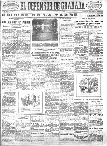 'El Defensor de Granada  : diario político independiente' - Año L Número 25808 Ed. Tarde - 1928 Julio 30