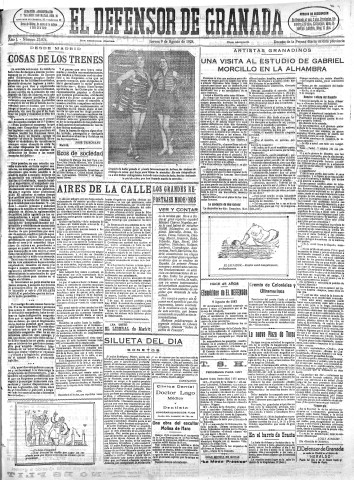 'El Defensor de Granada  : diario político independiente' - Año L Número 25824 Ed. Mañana - 1928 Agosto 09