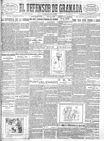 'El Defensor de Granada  : diario político independiente' - Año L Número 25830 Ed. Mañana - 1928 Agosto 12