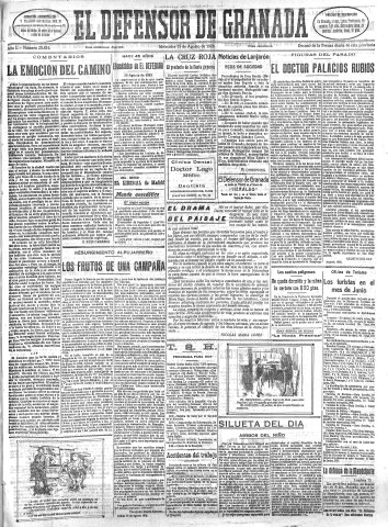 'El Defensor de Granada  : diario político independiente' - Año L Número 25834 Ed. Mañana - 1928 Agosto 15