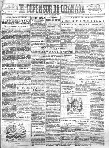 'El Defensor de Granada  : diario político independiente' - Año L Número 25862 Ed. Mañana - 1928 Agosto 31