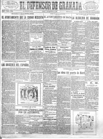 'El Defensor de Granada  : diario político independiente' - Año L Número 25864 Ed. Mañana - 1928 Septiembre 01