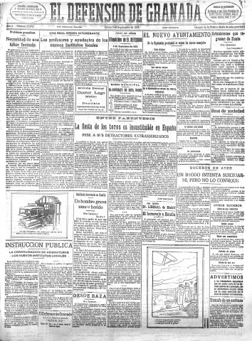 'El Defensor de Granada  : diario político independiente' - Año L Número 25872 Ed. Mañana - 1928 Septiembre 06