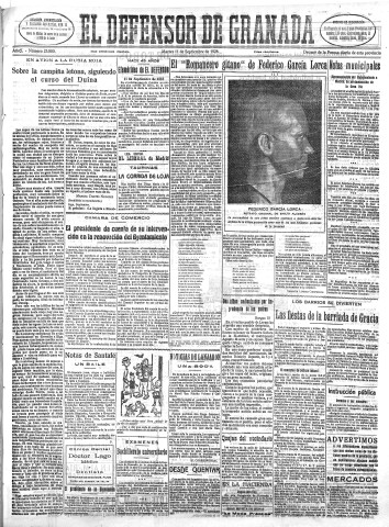 'El Defensor de Granada  : diario político independiente' - Año L Número 25880 Ed. Mañana - 1928 Septiembre 11