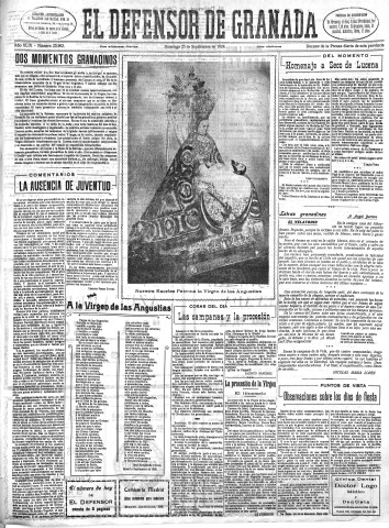 'El Defensor de Granada  : diario político independiente' - Año XLIX Número 25902 Ed. Mañana - 1928 Septiembre 23