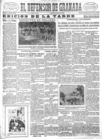 'El Defensor de Granada  : diario político independiente' - Año XLIX Número 25903 Ed. Tarde - 1928 Septiembre 24
