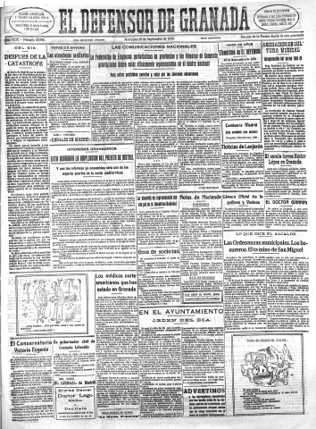 'El Defensor de Granada  : diario político independiente' - Año XLIX Número 25906 Ed. Mañana - 1928 Septiembre 26
