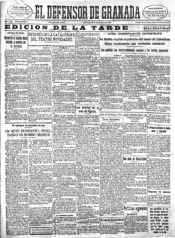 'El Defensor de Granada  : diario político independiente' - Año XLIX Número 25907 Ed. Tarde - 1928 Septiembre 26