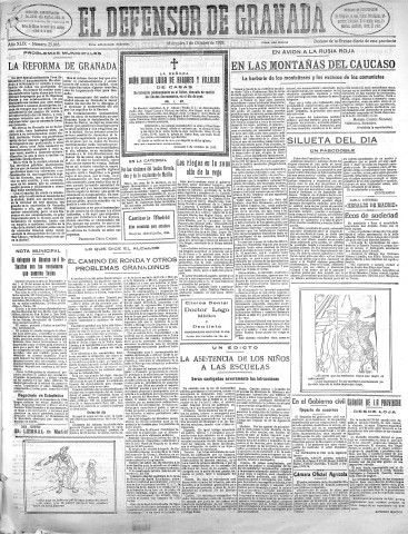 'El Defensor de Granada  : diario político independiente' - Año XLIX Número 25918 Ed. Mañana - 1928 Octubre 03