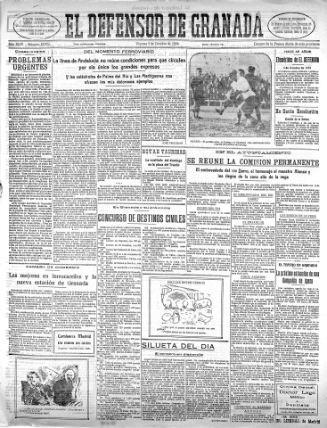 'El Defensor de Granada  : diario político independiente' - Año XLIX Número 25922 Ed. Mañana - 1928 Octubre 05