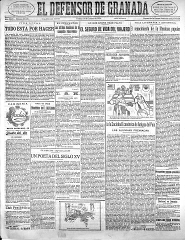 'El Defensor de Granada  : diario político independiente' - Año XLIX Número 25946 Ed. Mañana - 1928 Octubre 19