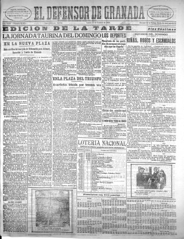 'El Defensor de Granada  : diario político independiente' - Año XLIX Número 25951 Ed. Tarde - 1928 Octubre 22