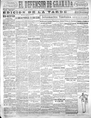 'El Defensor de Granada  : diario político independiente' - Año XLIX Número 25959 Ed. Tarde - 1928 Octubre 26