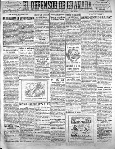 'El Defensor de Granada  : diario político independiente' - Año XLIX Número 25960 Ed. Mañana - 1928 Octubre 27