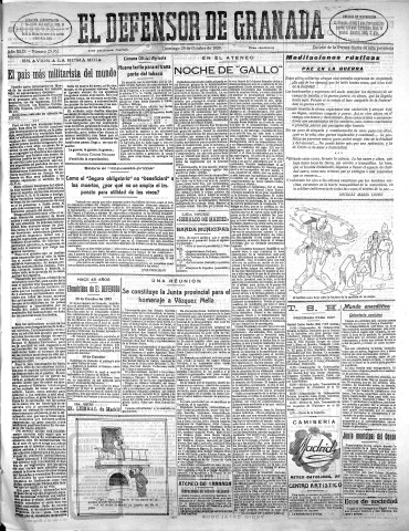 'El Defensor de Granada  : diario político independiente' - Año XLIX Número 25962 Ed. Mañana - 1928 Octubre 28