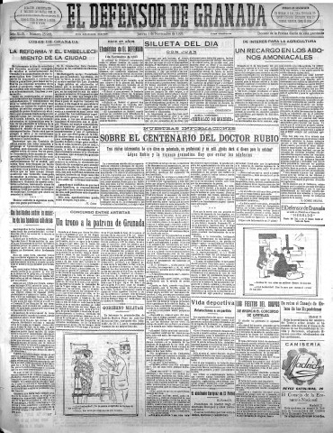 'El Defensor de Granada  : diario político independiente' - Año XLIX Número 25968 Ed. Mañana - 1928 Noviembre 01