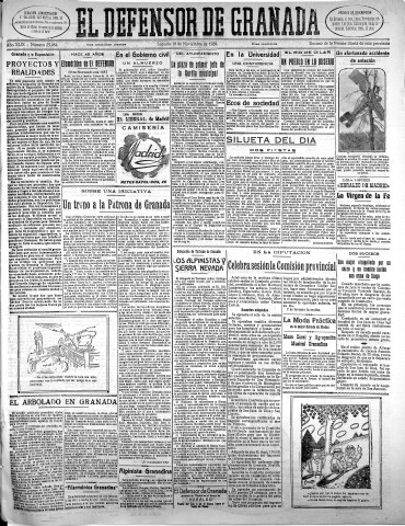 'El Defensor de Granada  : diario político independiente' - Año XLIX Número 25984 Ed. Mañana - 1928 Noviembre 10