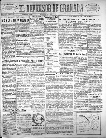 'El Defensor de Granada  : diario político independiente' - Año XLIX Número 25986 Ed. Mañana - 1928 Noviembre 11