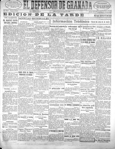 'El Defensor de Granada  : diario político independiente' - Año XLIX Número 26009 Ed. Tarde - 1928 Noviembre 24