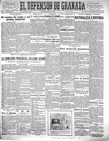 'El Defensor de Granada  : diario político independiente' - Año L Número 26182 Ed. Mañana - 1929 Marzo 02