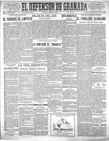 'El Defensor de Granada  : diario político independiente' - Año L Número 26188 Ed. Mañana - 1929 Marzo 06