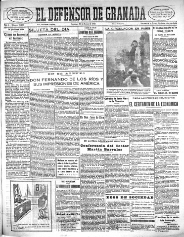 'El Defensor de Granada  : diario político independiente' - Año L Número 26196 Ed. Mañana - 1929 Marzo 10