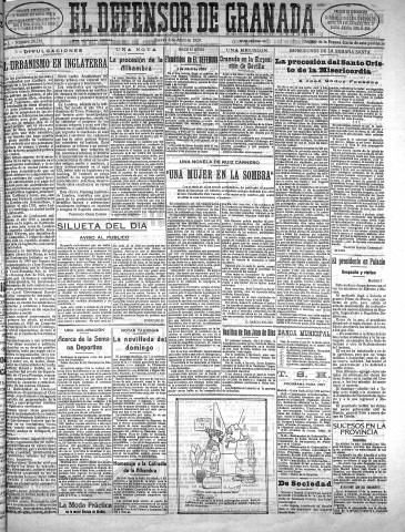 'El Defensor de Granada  : diario político independiente' - Año L Número 26236 Ed. Mañana - 1929 Abril 04