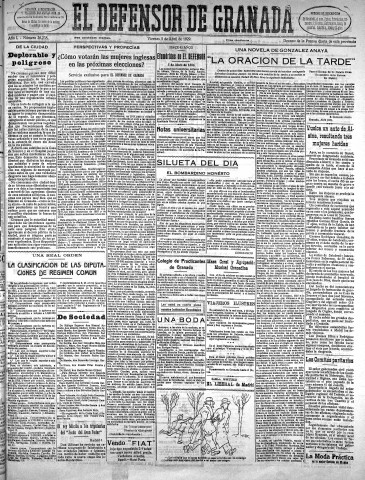 'El Defensor de Granada  : diario político independiente' - Año L Número 26238 Ed. Mañana - 1929 Abril 05