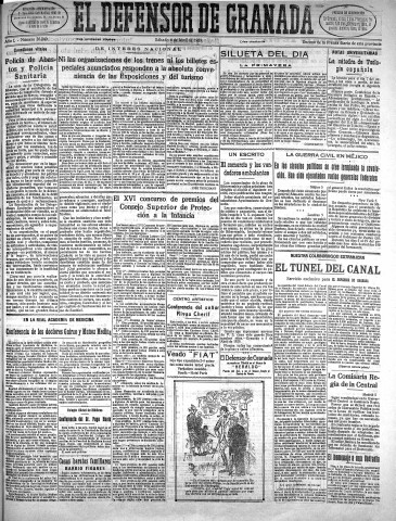 'El Defensor de Granada  : diario político independiente' - Año L Número 26240 Ed. Mañana - 1929 Abril 06