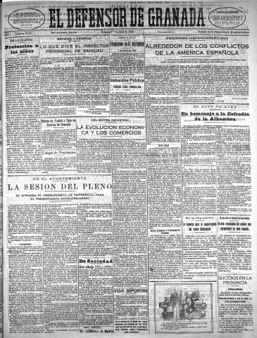 'El Defensor de Granada  : diario político independiente' - Año L Número 26242 Ed. Mañana - 1929 Abril 07