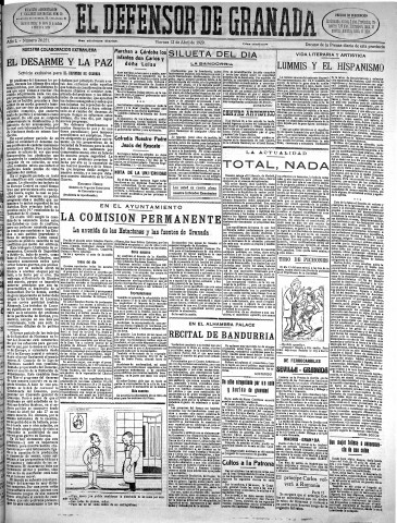 'El Defensor de Granada  : diario político independiente' - Año L Número 26251 Ed. Mañana - 1929 Abril 12