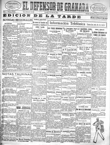'El Defensor de Granada  : diario político independiente' - Año L Número 26264 Ed. Tarde - 1929 Abril 20