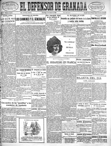 'El Defensor de Granada  : diario político independiente' - Año L Número 26265 Ed. Mañana - 1929 Abril 21