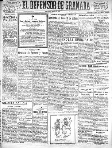 'El Defensor de Granada  : diario político independiente' - Año L Número 26269 Ed. Mañana - 1929 Abril 24