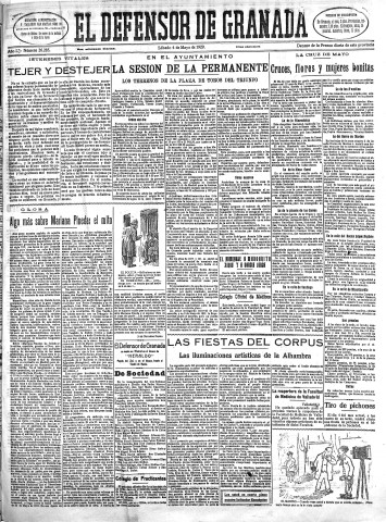 'El Defensor de Granada  : diario político independiente' - Año L Número 26285 Ed. Mañana - 1929 Mayo 04