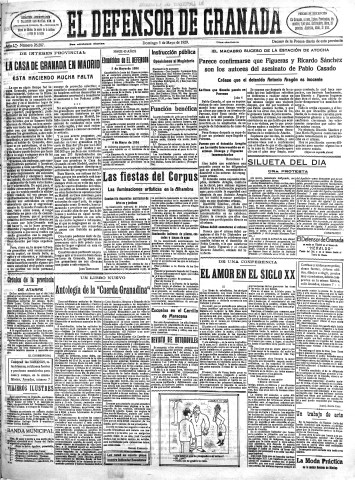 'El Defensor de Granada  : diario político independiente' - Año L Número 26287 Ed. Mañana - 1929 Mayo 05