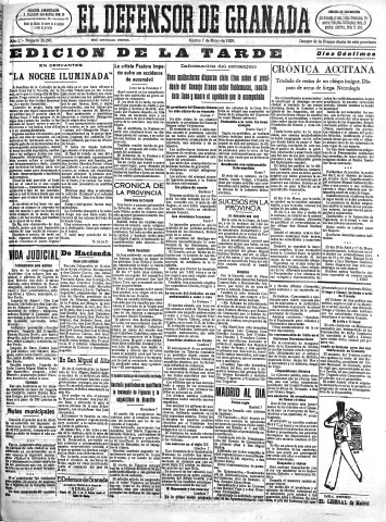 'El Defensor de Granada  : diario político independiente' - Año L Número 26290 Ed. Tarde - 1929 Mayo 07