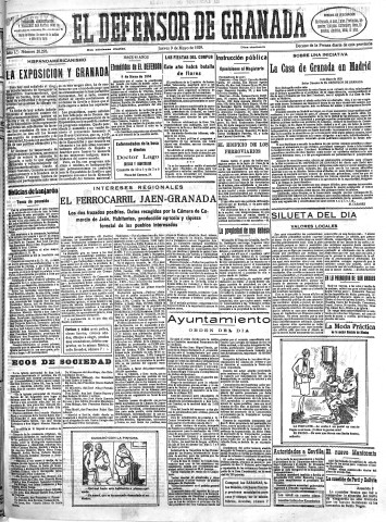 'El Defensor de Granada  : diario político independiente' - Año L Número 26293 Ed. Mañana - 1929 Mayo 09