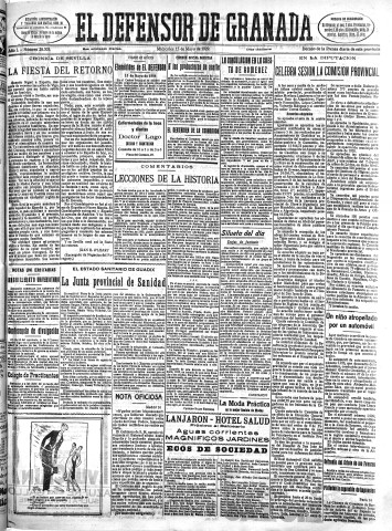 'El Defensor de Granada  : diario político independiente' - Año L Número 26302 Ed. Mañana - 1929 Mayo 15