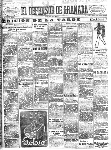 'El Defensor de Granada  : diario político independiente' - Año L Número 26305 Ed. Tarde - 1929 Mayo 18