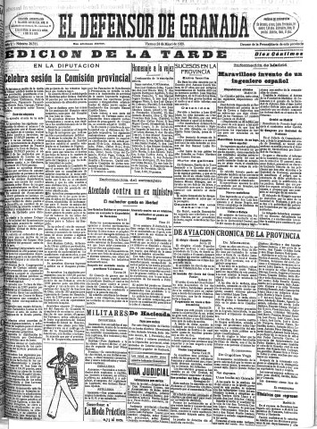 'El Defensor de Granada  : diario político independiente' - Año L Número 26311 Ed. Tarde - 1929 Mayo 24