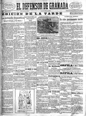 'El Defensor de Granada  : diario político independiente' - Año L Número 26315 Ed. Tarde - 1929 Mayo 27