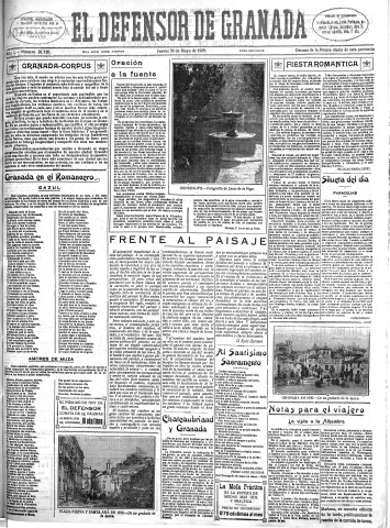 'El Defensor de Granada  : diario político independiente' - Año L Número 26320 Ed. Mañana - 1929 Mayo 30